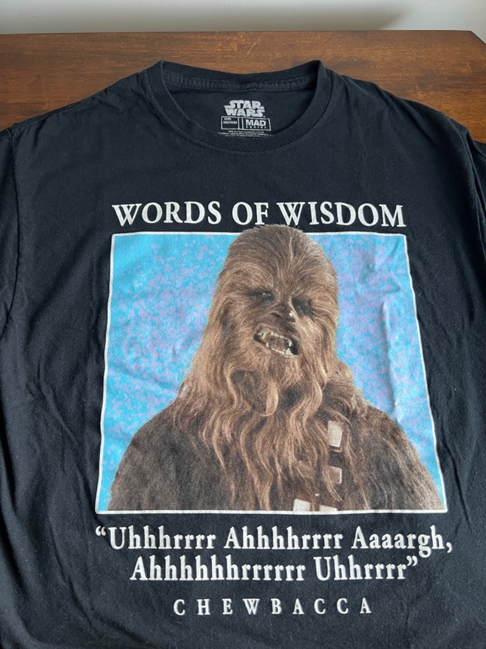 Star Wars Chewbacca Black Graphic Tee with Blue Panel